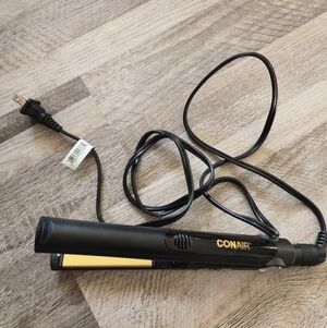 Conair 1" Ceramic Flat Iron Black Gold Professional Hair Straightener